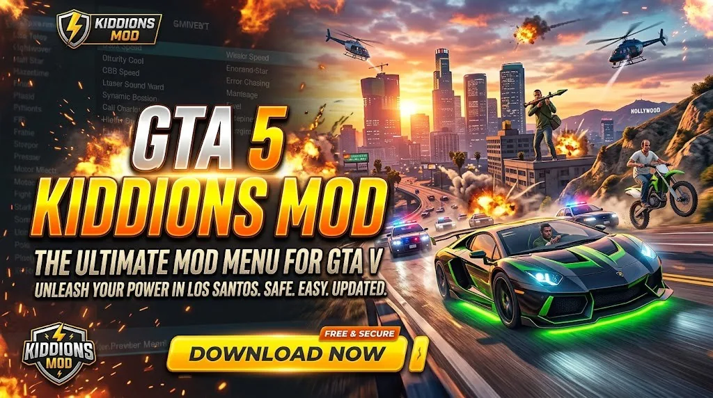GTA 5 Kiddions Mod Menu, the ultimate free external mod menu for GTA V, download now